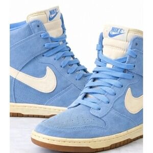 Nike Dunk Sky Hi Blue Suede Hidden Wedge Sneakers 528899-400 Womens 7